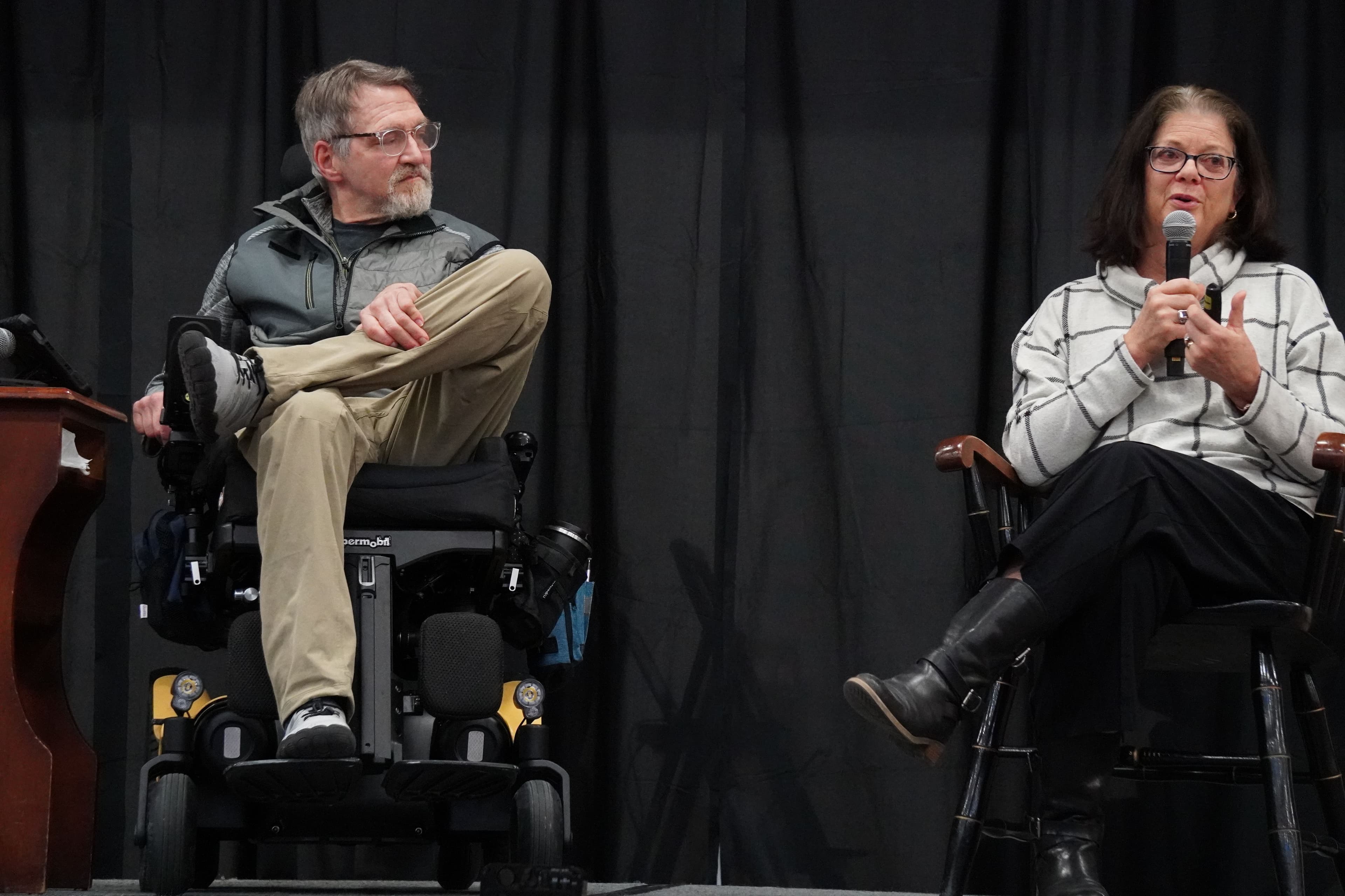 On Monday, Jan. 12, Todd Hanson and Anne Weidman of Access Navigators stood on the stage in Love Gym to share their experience in founding a JSA-based non-profit organization providing reliable accessibility information regarding restaurants, parks, and other public spaces in and around their hometown of Portsmouth, New Hampshire.

