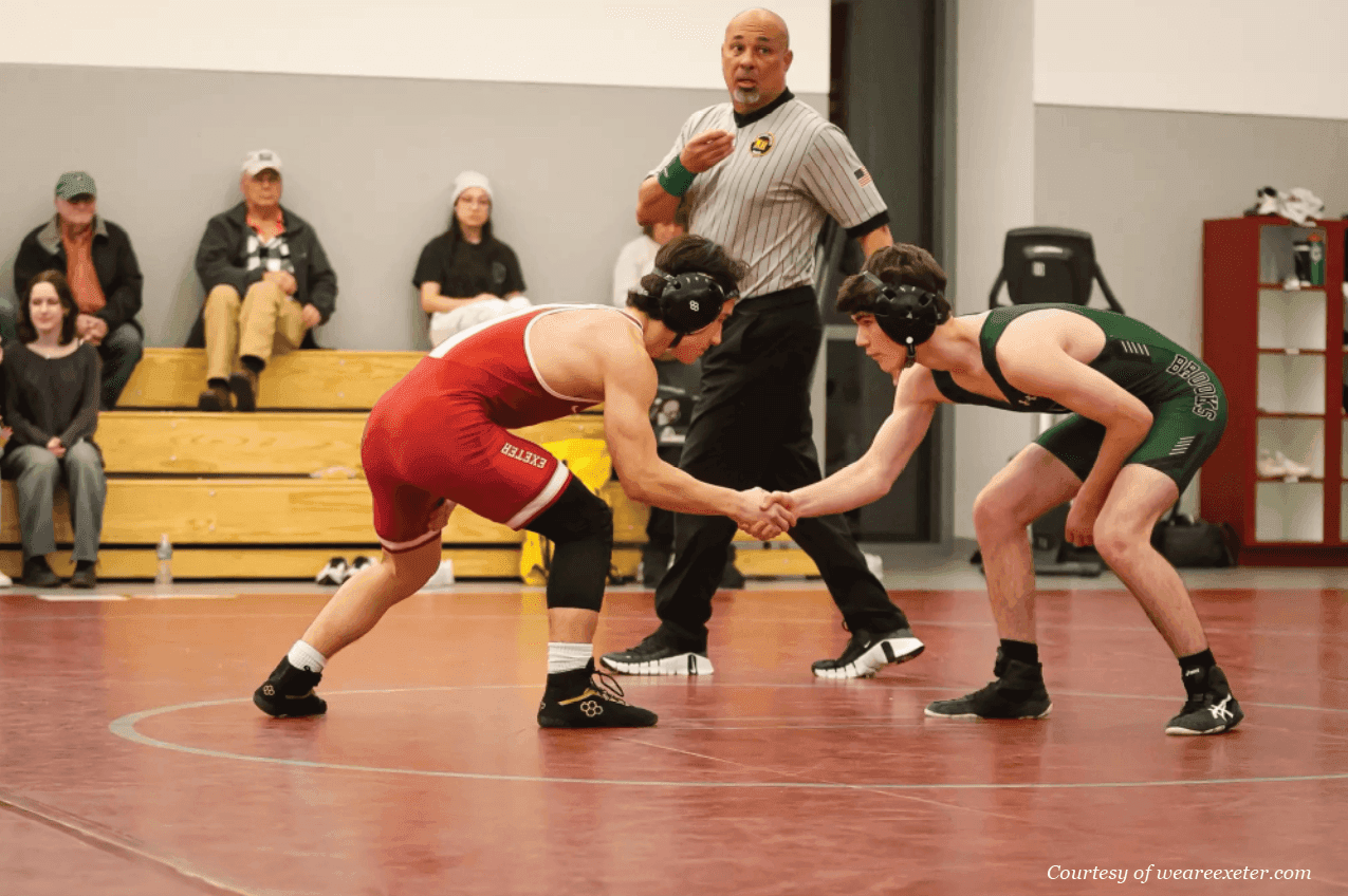 With a 9-2 record so far, Exeter’s wrestling team, under the leadership of captains Zain Reza and Konrad Kutt, has opened the season strongly, emphasizing resilience, skill development, and team culture. 